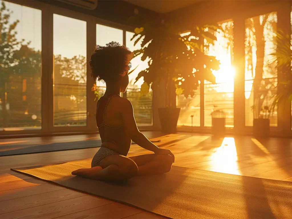 Woman exercising at home to support recovery, resilience, and overall well-being